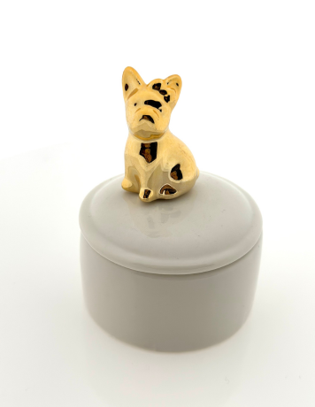 Mini urn 'Gouden hond' - Wit